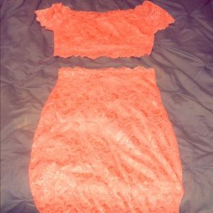 2 piece coral midi set